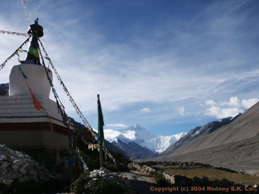 View of Everest from Rongphu Monastery